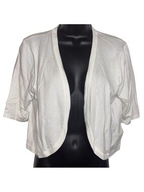 Joseph A Shrug White Elbow Sleeve Knit Open Front Lightweight Women’s Size Large